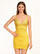 Taree |Sheath Yellow Fitted Short Homecoming Dress With Beads