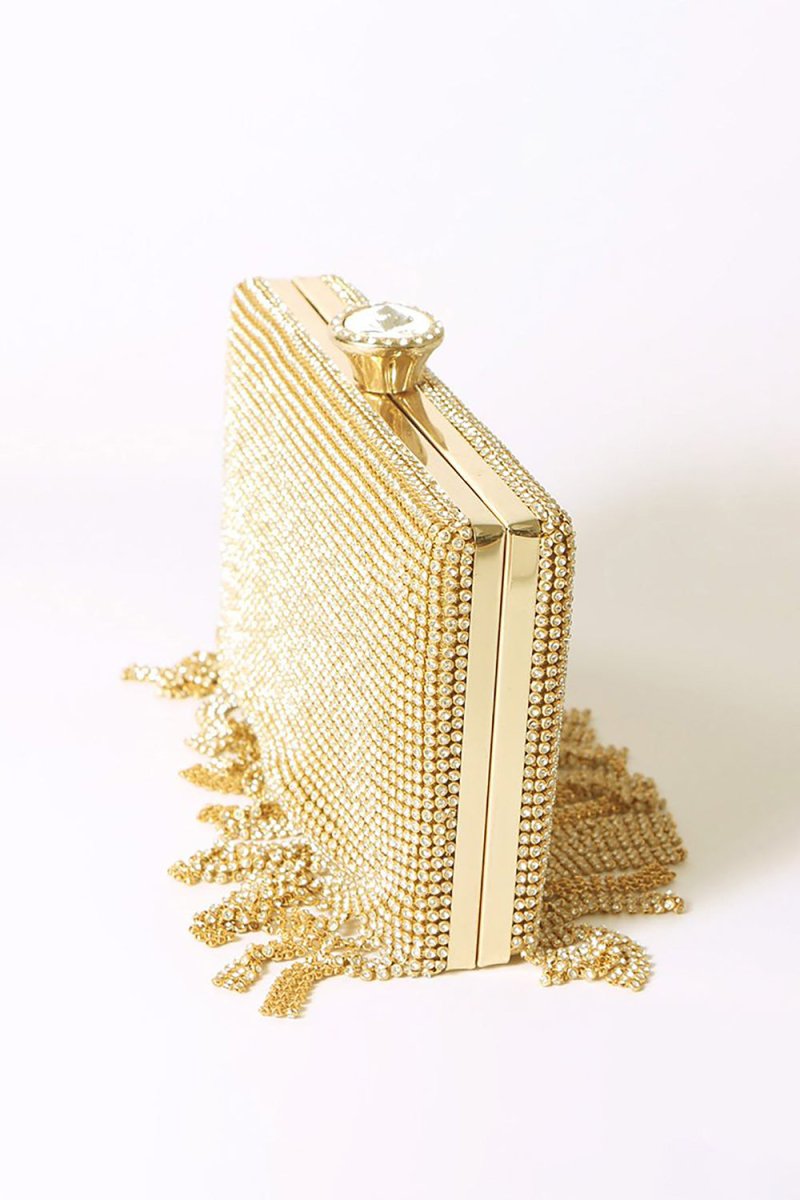 Tassels Golden Exquisite Square Party Handbag - KissProm