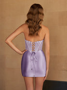 Tavi | Sky Blue - Bodycon Satin Sweetheart Beaded Homecoming Dresses with Slit