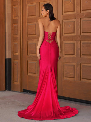 Telah | Glitter Mermaid Yellow Sweetheart Cut-out Long Prom Dress with Beading