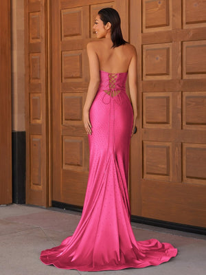 Telah | Glitter Mermaid Yellow Sweetheart Cut-out Long Prom Dress with Beading