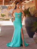 Glitter Mermaid Mint Green Sweetheart Cut-out Long Prom Dress with Beading – Prom Dresses by KissProm | Available at KissProm