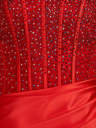 Theodie | Red - Scoop Neck Satin Short Homecoming Dresses With Beadings