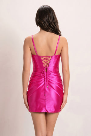 Tiara| Pleated V-neck Spaghetti Straps Sheath Short Homecoming Dresses