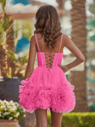 Yara | A-Line V Neck Short Tulle Homecoming Dress