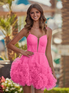Yara | A-Line V Neck Short Tulle Homecoming Dress
