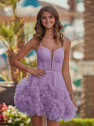 Yara | A-Line V Neck Short Tulle Homecoming Dress