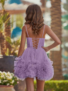 Yara | A-Line V Neck Short Tulle Homecoming Dress
