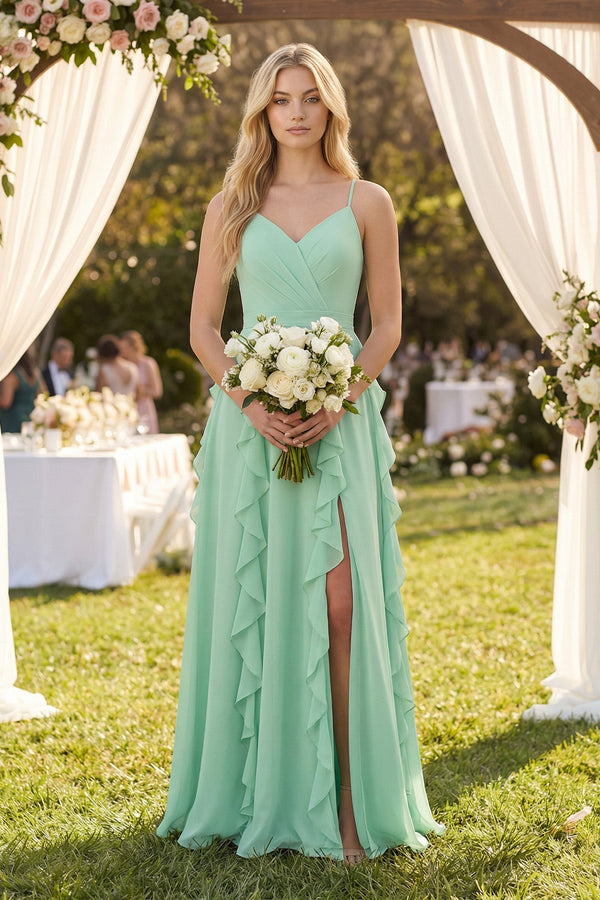Tiered Ruffle A - Line Chiffon Bridesmaid Dress - KissProm Bridesmaid Dresses