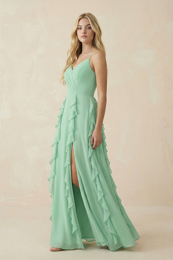 Tiered Ruffle A - Line Chiffon Bridesmaid Dress - KissProm Bridesmaid Dresses