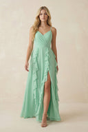 Tiered Ruffle A - Line Chiffon Bridesmaid Dress - KissProm Bridesmaid Dresses