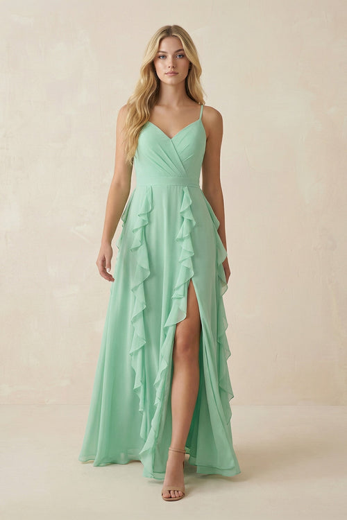 Tiered Ruffle A - Line Chiffon Bridesmaid Dress - KissProm Bridesmaid Dresses