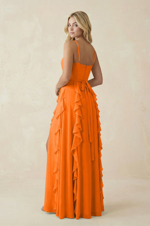 Tiered Ruffle A - Line Chiffon Bridesmaid Dress in Cinnamon - KissProm Bridesmaid Dresses
