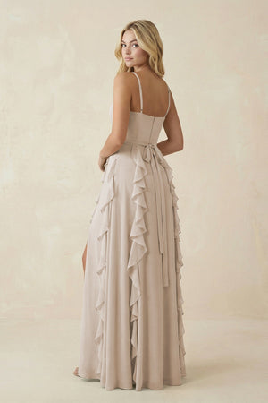 Tiered Ruffle A - Line Chiffon Bridesmaid Dress in Frost - KissProm Bridesmaid Dresses
