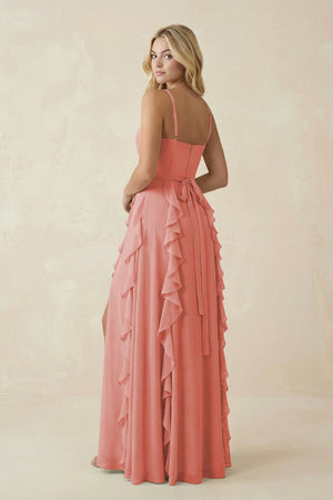 Tiered Ruffle A - Line Chiffon Bridesmaid Dress in Mulberry - KissProm Bridesmaid Dresses