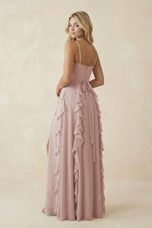 Tiered Ruffle A - Line Chiffon Bridesmaid Dress in Toffee - KissProm Bridesmaid Dresses