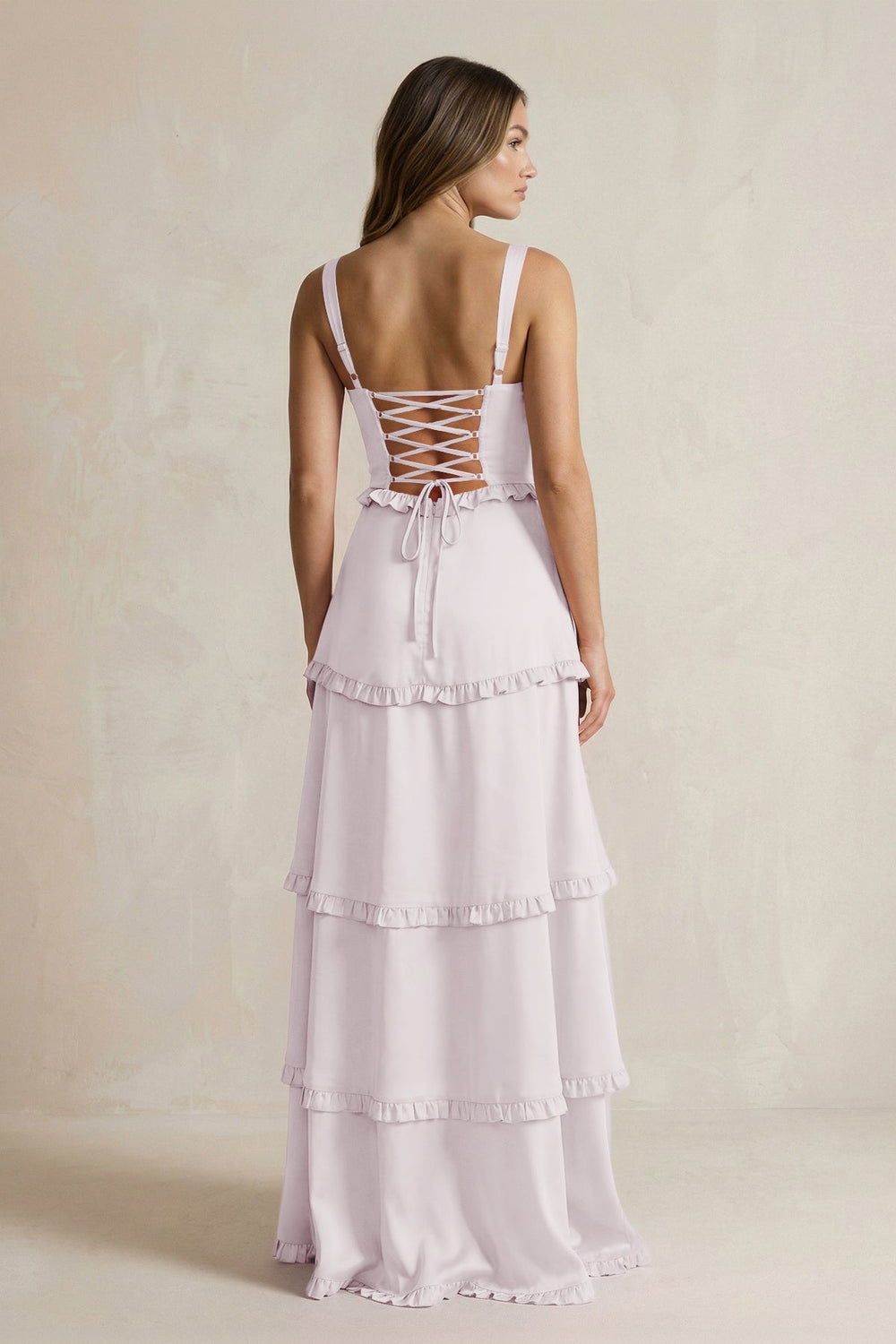 Tiered Ruffled A - Line Bridesmaid Dress With Slit in Dusk - KissProm Bridesmaid Dresses