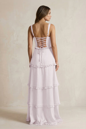 Tiered Ruffled A - Line Bridesmaid Dress With Slit in Dusk - KissProm Bridesmaid Dresses