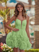 Yara | A-Line V Neck Short Tulle Homecoming Dress