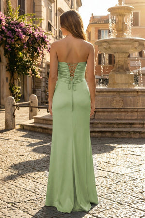 Sweetheart Aqua Blue Sheath Long Prom Dresses - KissProm