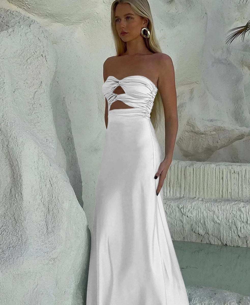 Tinble | Strapless Aqua Blue Sheath Long Prom Dresses