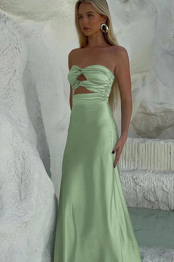 Tinble | Strapless Aqua Blue Sheath Long Prom Dresses