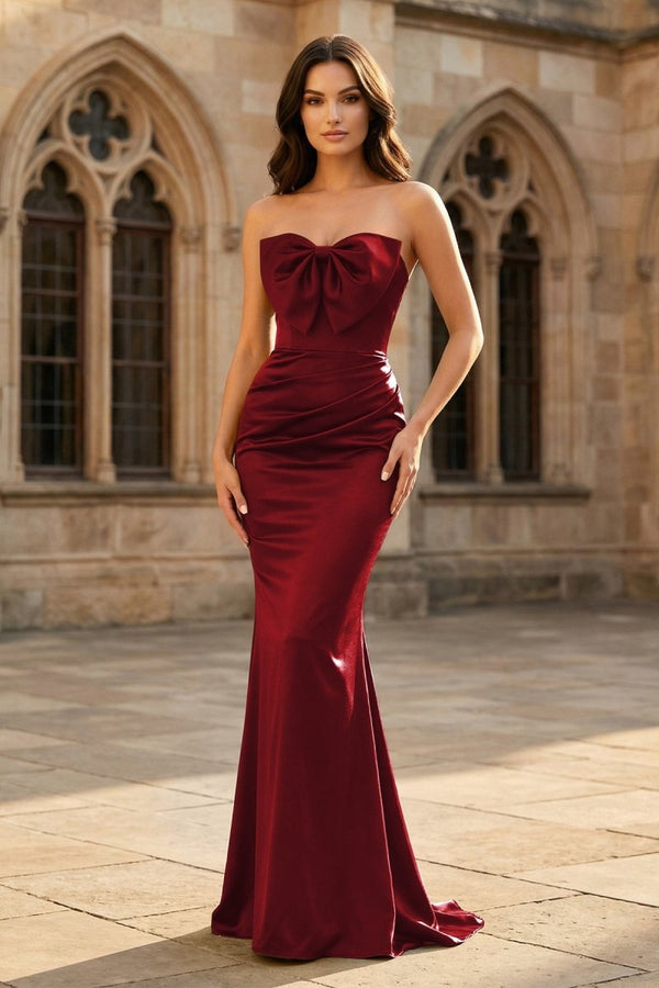 dark red bow dress Elegant Red Bow Mini Dress - All Dresses