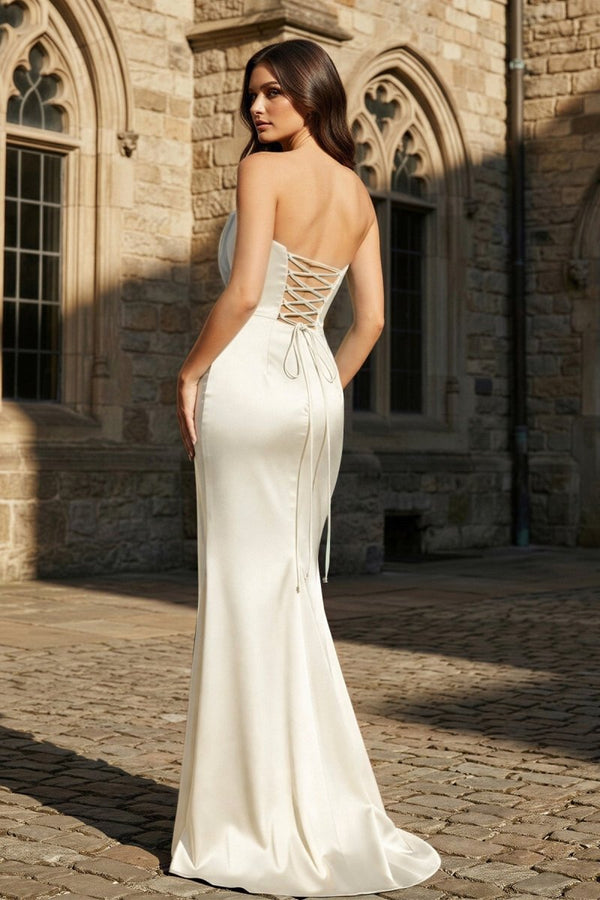 Mermaid Sweetheart Dark Green Satin Long Prom Dresses with Bow - KissProm