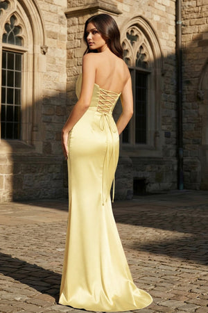 Mermaid Sweetheart Dark Green Satin Long Prom Dresses with Bow - KissProm