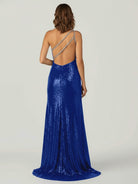 Tove | Orange One Shoulder Sequins Mermaid Prom Dresses with Slit - KissProm