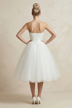 Sweetheart Empire Tea-Length Tulle Wedding Dress With Lace-Up Back – Wedding Dresses by KissProm | Available at KissProm