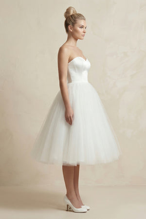 Sweetheart Empire Tea-Length Tulle Wedding Dress With Lace-Up Back – Wedding Dresses by KissProm | Available at KissProm