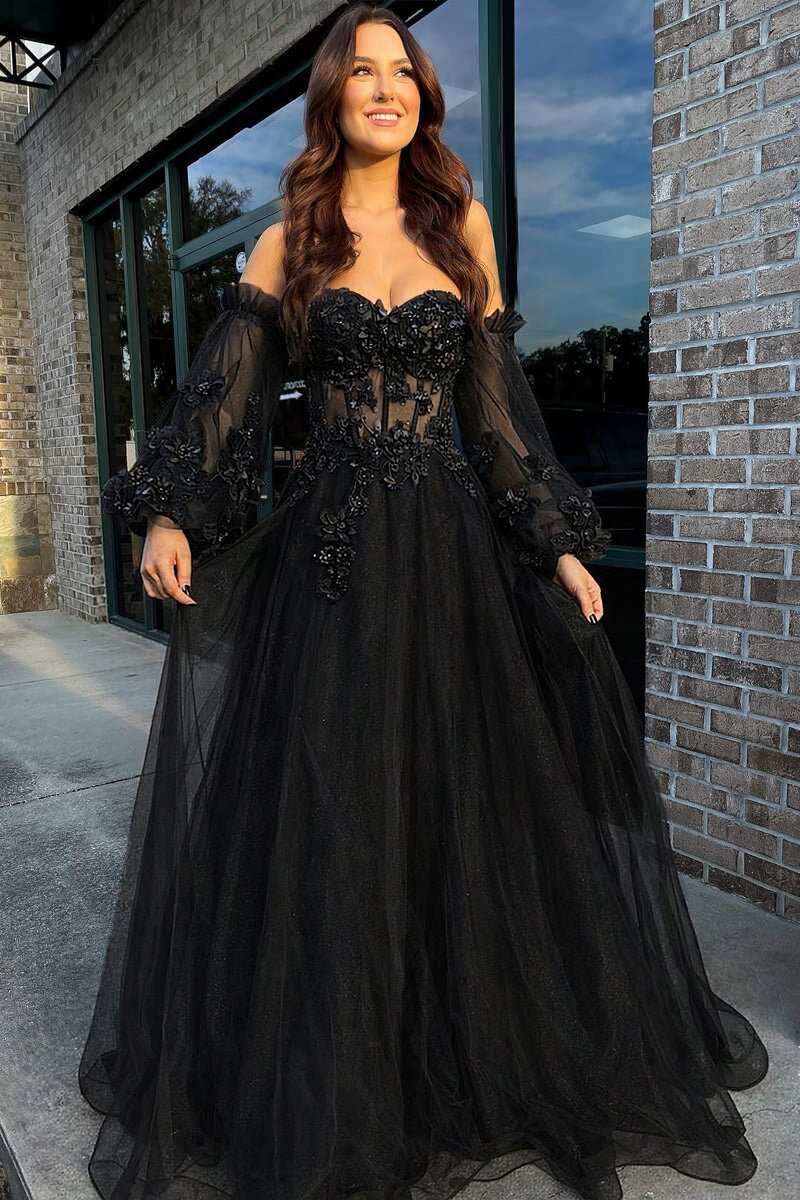 strapless open back dress Pink Tulle Strapless A-Line Prom Dress with Balloon Sleeves