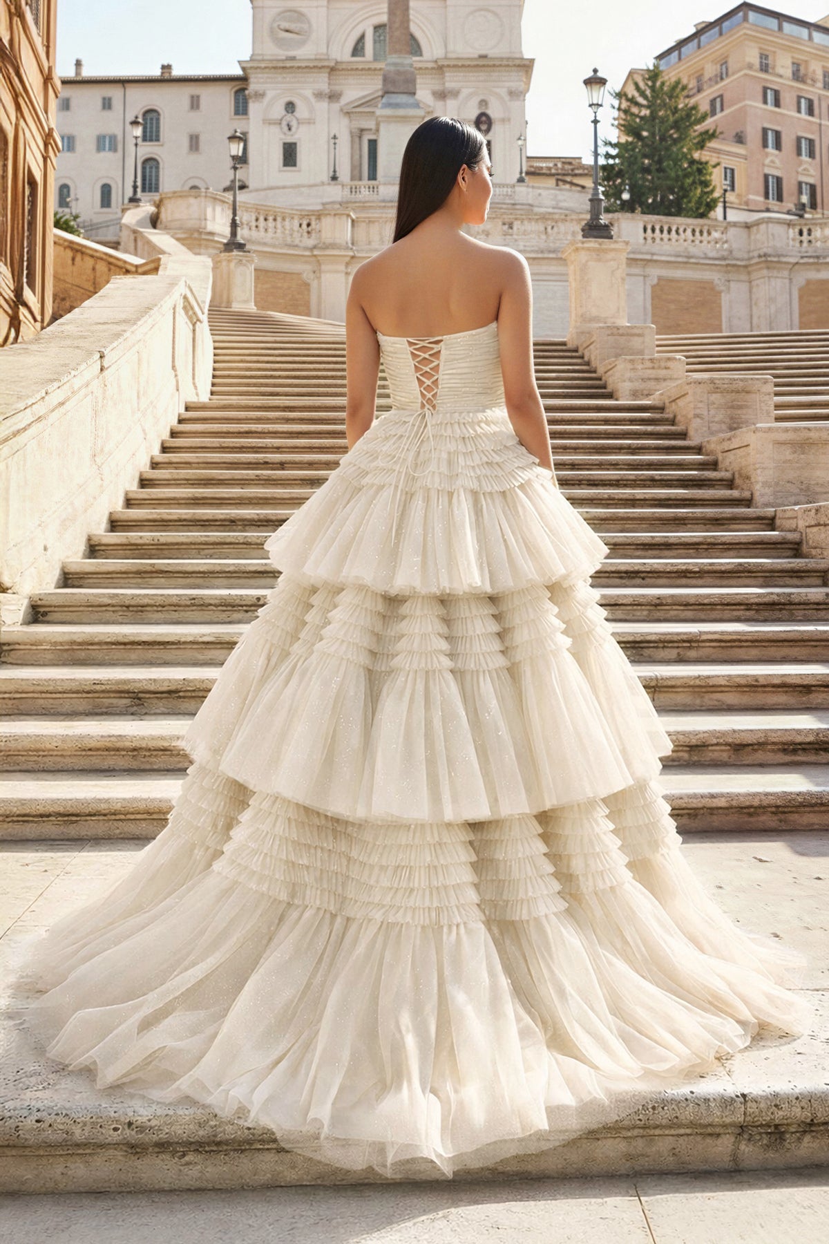 white and champagne prom dress Jovani 38847 Prom Long Formal V Neckline Fringe Dress The Dress Outlet