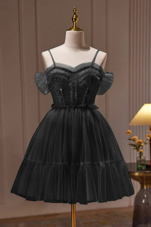 Rosa | Spaghetti Straps Tulle Lace Appliques  Short Prom Dresses With Bow