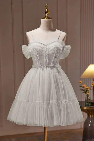 Rosa | Spaghetti Straps Tulle Lace Appliques  Short Prom Dresses With Bow