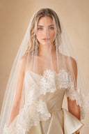 Tulle & Lace Traditional Drop Veils Wedding Veil in Ivory - KissProm Wedding Veils