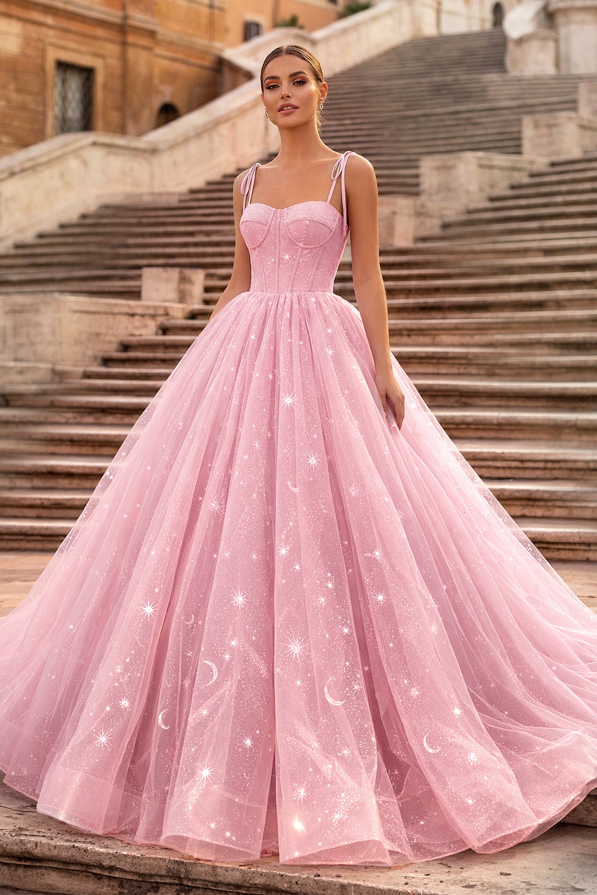KissProm Lavender Tulle Straps Floor Length Evening Dress, Lavender A-Line Prom Dress, Lavender / 8