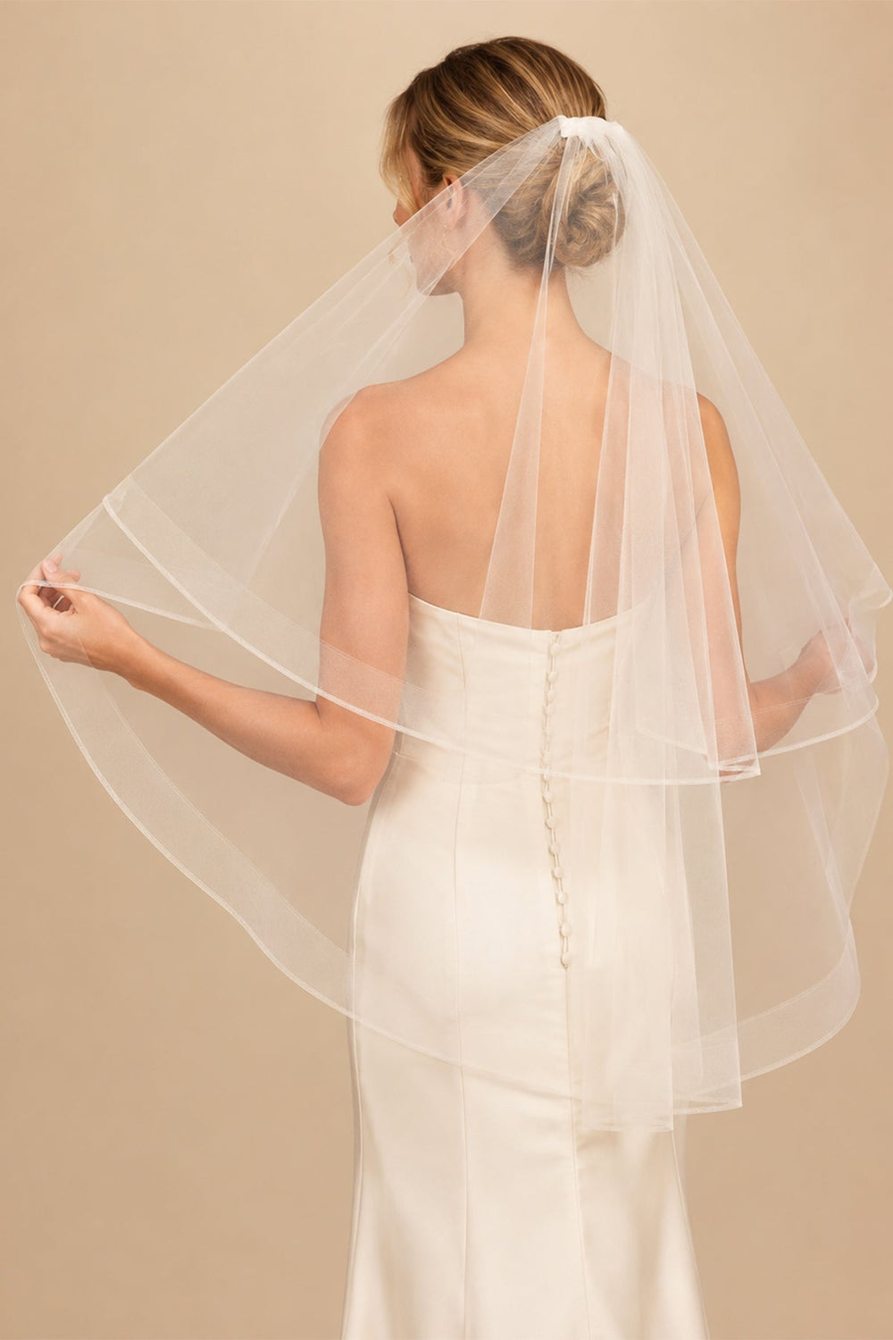 Two Tier Short Wedding Veils in Ivory - KissProm Wedding Veils
