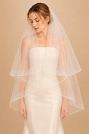 Two Tier Short Wedding Veils in Ivory - KissProm Wedding Veils