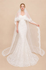 Two Tiers Lace Cathedral Veils in White - KissProm Wedding Veils