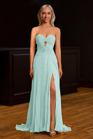 Sweetheart Keyhole Pleated A-Line Prom Dress - KissProm