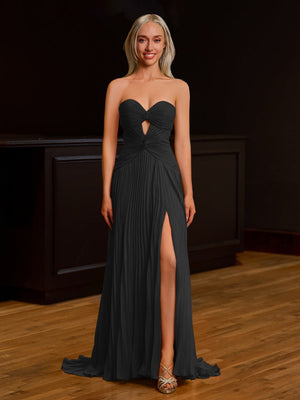 Sweetheart Keyhole Pleated A-Line Prom Dress - KissProm