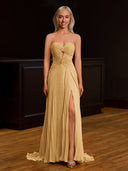 Sweetheart Keyhole Pleated A-Line Prom Dress - KissProm
