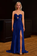 Sweetheart Keyhole Pleated A-Line Prom Dress - KissProm
