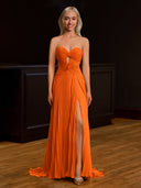 Sweetheart Keyhole Pleated A-Line Prom Dress - KissProm