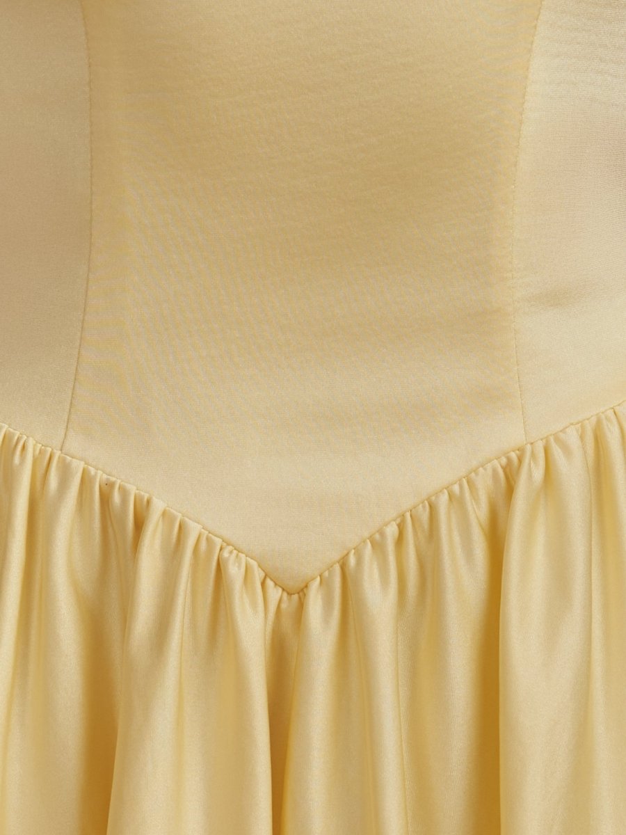 Undine | Yellow - Halter A Line Satin Short Homecoming Dress