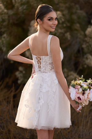 Unqiue A-Line Sweetheart Sequin Short Wedding Dress with Appliques