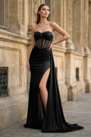 Charming Mermaid Straps Slit Long Prom Dress with Beading - KissProm