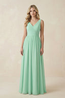 V - Neck A - Line Bridesmaid Dress with Back Bow - KissProm Bridesmaid Dresses